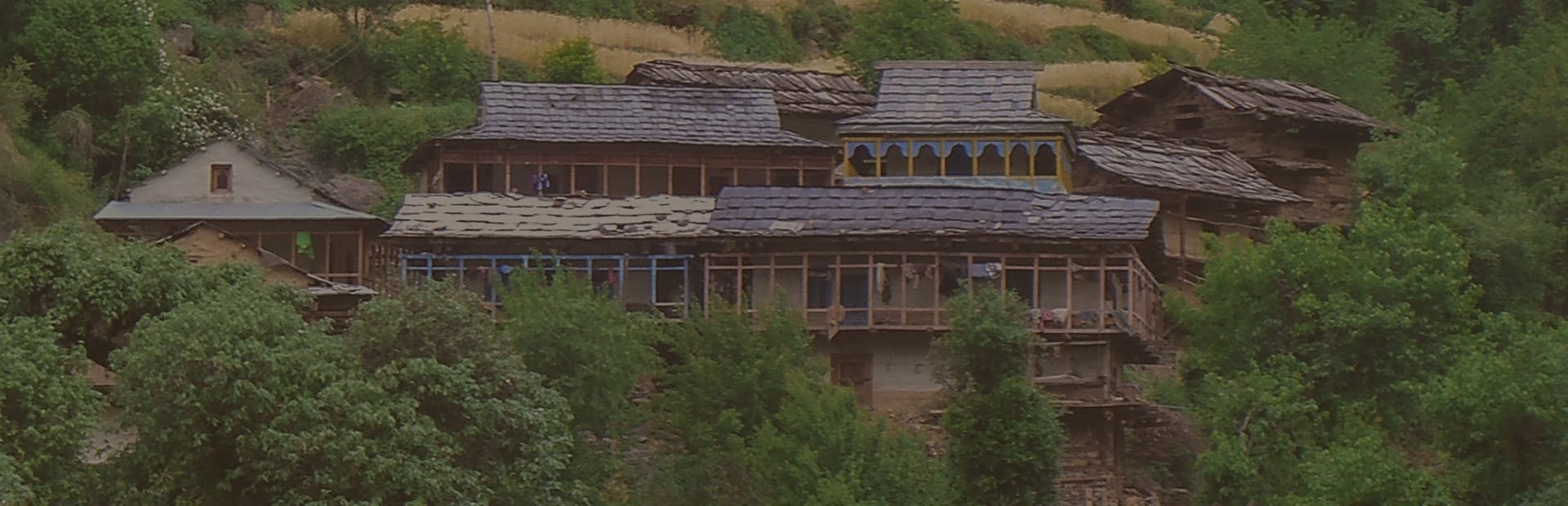 Collection of village houses in the Indian Himalayas